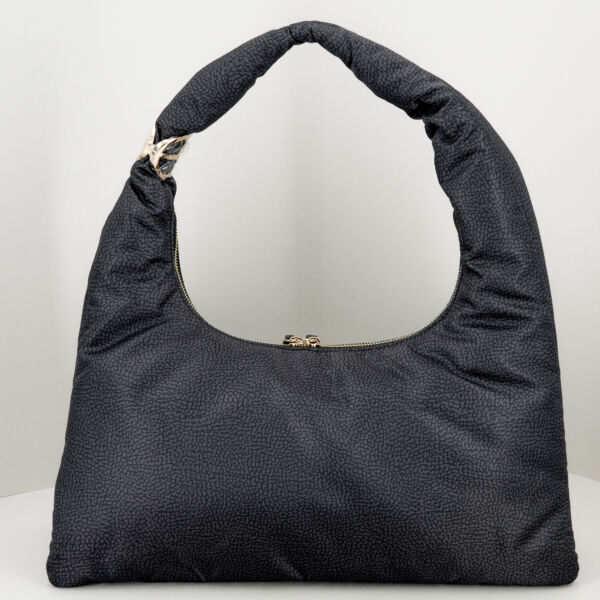 Borbonese borsa hobo nero medium, , manico imbottito, borsa a spalla leggera e morbida. Stefano Ascari Spilamberto (mo)