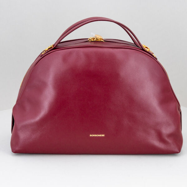 Borbonese sexy bag in pelle merlot rosso, borsa donna elegante e raffinata. Doppio manico per uso a mano o borsa con tracolla in pelle. Stefano Ascari spilamberto (mo)