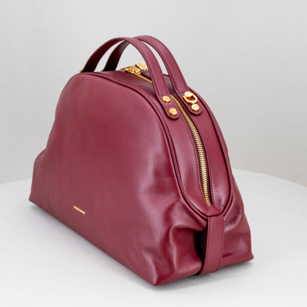 Borbonese sexy bag in pelle merlot rosso, borsa donna elegante e raffinata. Doppio manico per uso a mano o borsa con tracolla in pelle. Stefano Ascari spilamberto (mo)