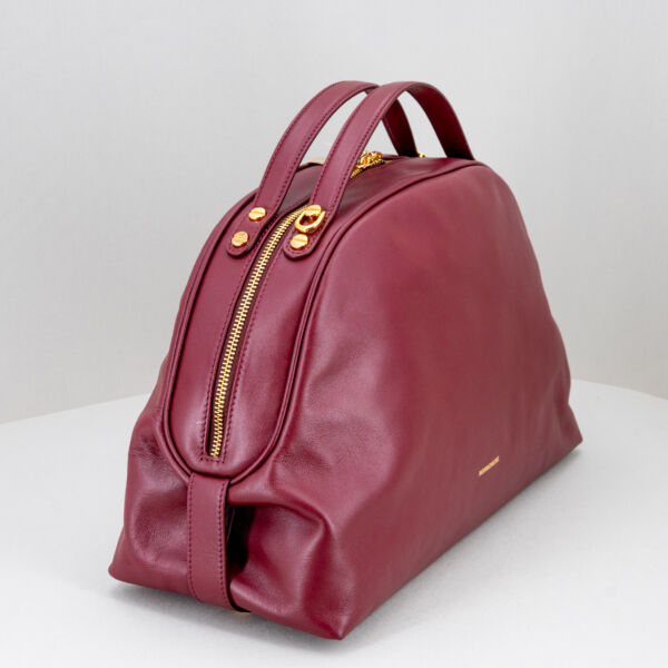 Borbonese sexy bag in pelle merlot rosso, borsa donna elegante e raffinata. Doppio manico per uso a mano o borsa con tracolla in pelle. Stefano Ascari spilamberto (mo)