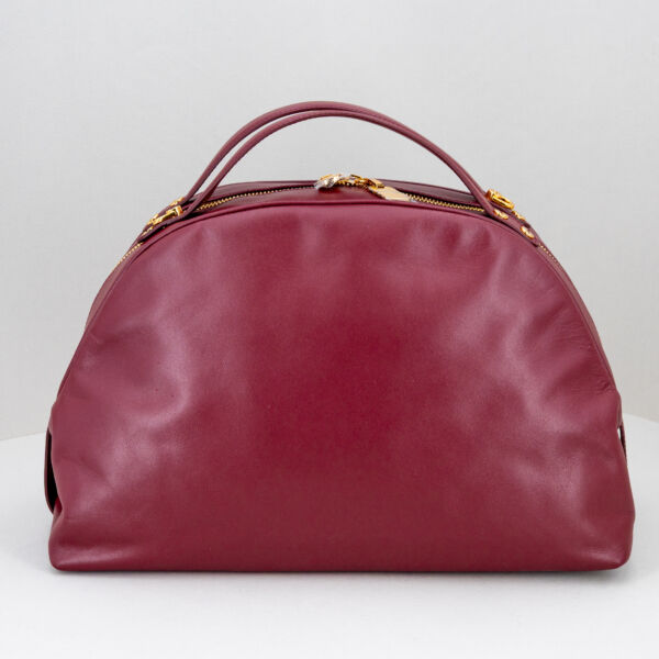 Borbonese sexy bag in pelle merlot rosso, borsa donna elegante e raffinata. Doppio manico per uso a mano o borsa con tracolla in pelle. Stefano Ascari spilamberto (mo)