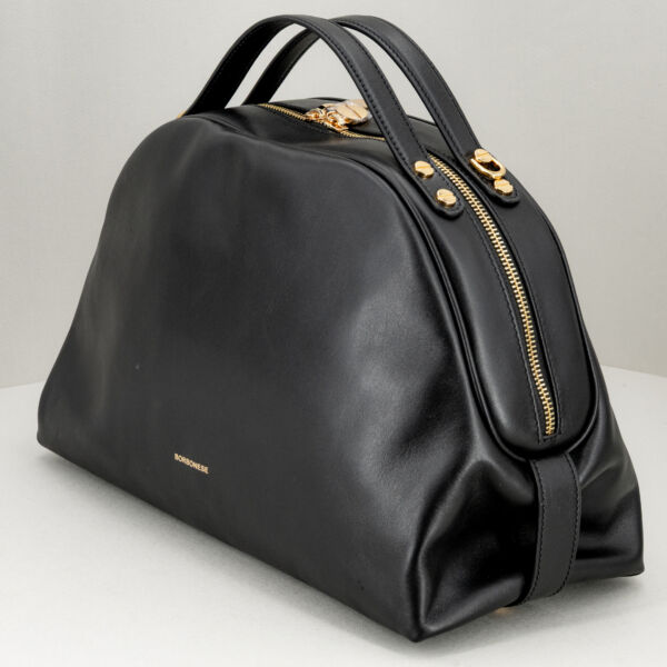 Borbonese sexy bag in pelle nera, borsa donna elegante e raffinata. Doppio manico per uso a mano o borsa con tracolla in pelle. Stefano Ascari spilamberto (mo)