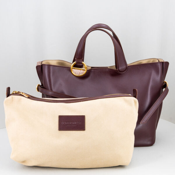Borbonese shopping bag in pelle brown, in pregiata pelle doppio manico e tracolla removibile in pelle. E' una borsa donna elegante e pregiata. Stefano Ascari Spilamberto (mo)
