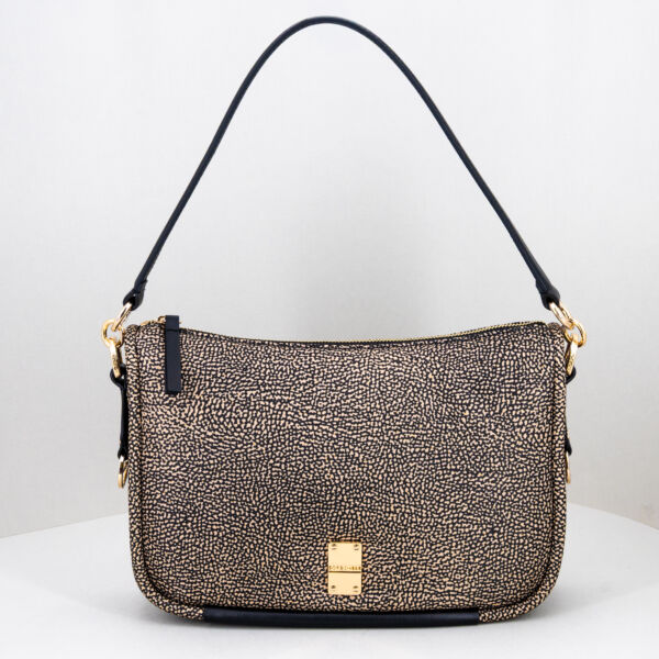 Borbonese hobo tracolla op classic, borsa donna in nylon e pelle, spallaccio e trracolla, look retrò. Borsa elegante e pratica. Stefano Ascari spilamberto (mo)