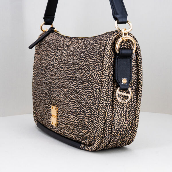 Borbonese hobo tracolla op classic, borsa donna in nylon e pelle, spallaccio e trracolla, look retrò. Borsa elegante e pratica. Stefano Ascari spilamberto (mo)