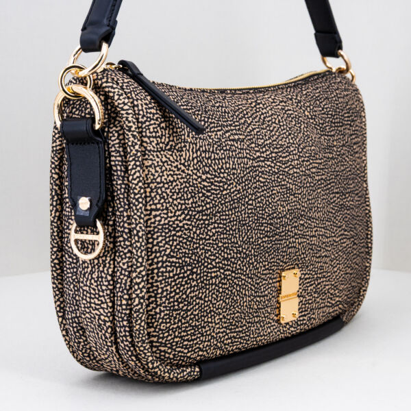 Borbonese hobo tracolla op classic, borsa donna in nylon e pelle, spallaccio e trracolla, look retrò. Borsa elegante e pratica. Stefano Ascari spilamberto (mo)