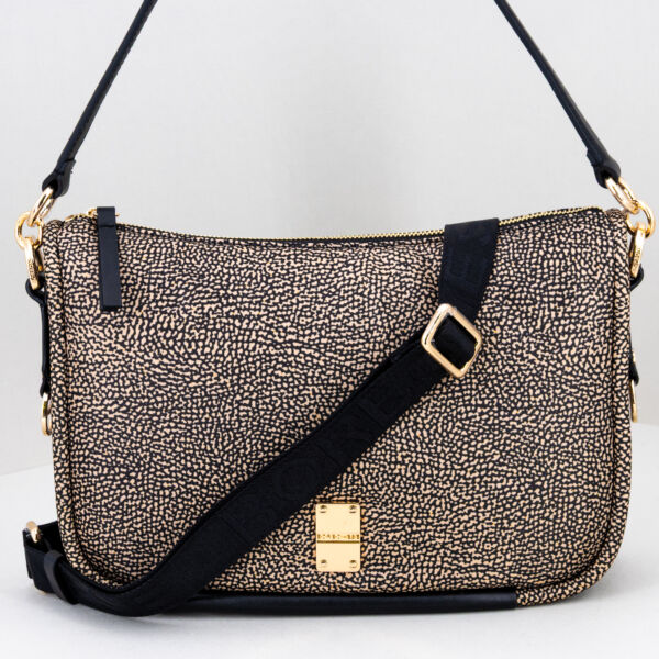 Borbonese hobo tracolla op classic, borsa donna in nylon e pelle, spallaccio e trracolla, look retrò. Borsa elegante e pratica. Stefano Ascari spilamberto (mo)