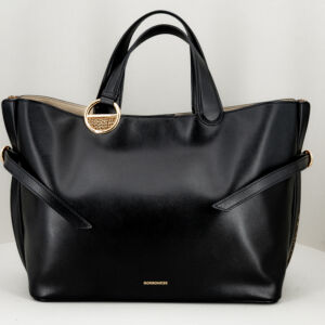 Borbonese shopping bag in pelle nera, in pregiata pelle doppio manico e tracolla removibile in pelle. E' una borsa donna elegante e pregiata. Stefano Ascari Spilamberto (mo)