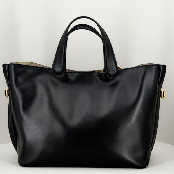 Borbonese shopping bag in pelle nera, in pregiata pelle doppio manico e tracolla removibile in pelle. E' una borsa donna elegante e pregiata. Stefano Ascari Spilamberto (mo)