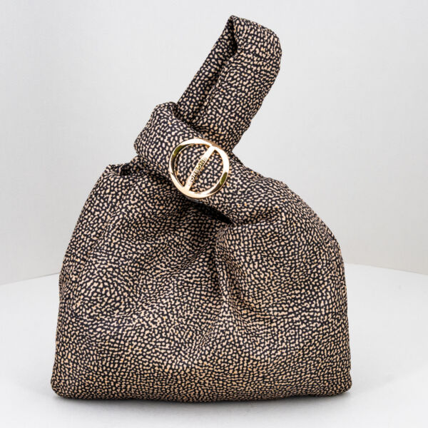 Borbonese mini bag op classic, piccola borsetta donna da portare a mano con i manici intrecciati. In nylon colore op. Stefano Ascari Spilamberto (Mo)