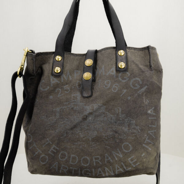 Campomaggi borsa in tela canva verde militare, in tela vela resistente e pratica con finiture in pregiata pelle. Borsa unisex da Stefano Ascari Spilamberto (Mo)