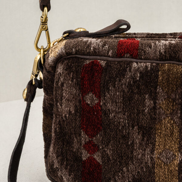 Campomaggi borsa bauletto tessuto, con tracolla e spallaccio in pelle removibili. Borsa dal look country chic prezioso. Stefano Ascari Spilamberto (Mo).