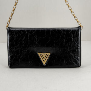 Vicolo borsa tracolla nera, piccola ed elegante con tracolla a catena dorata. Borsa economica in ecopelle. Stefano Ascari Spilamberto (mo)