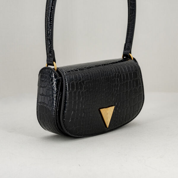Vicolo borsa a spalla crocco nera, struttura rigida look elegante, in ecopelle. Borsa donna elegante ed economica. Stefano Ascari Spilamberto (Mo)