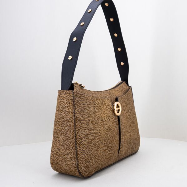 Borbonese borsa hobo graffiti medium borsa donna a spalla elegante e raffinata. Fotografata di lato. Stefano Ascari Spilamberto (Mo)