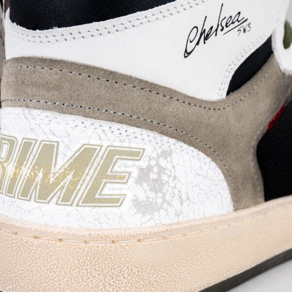 Crime London chelsea mid military, sneaker da uomo in stile basket, alta. In pelle e soletta interna rialzata. Stefano Ascari spilamberto (mo)