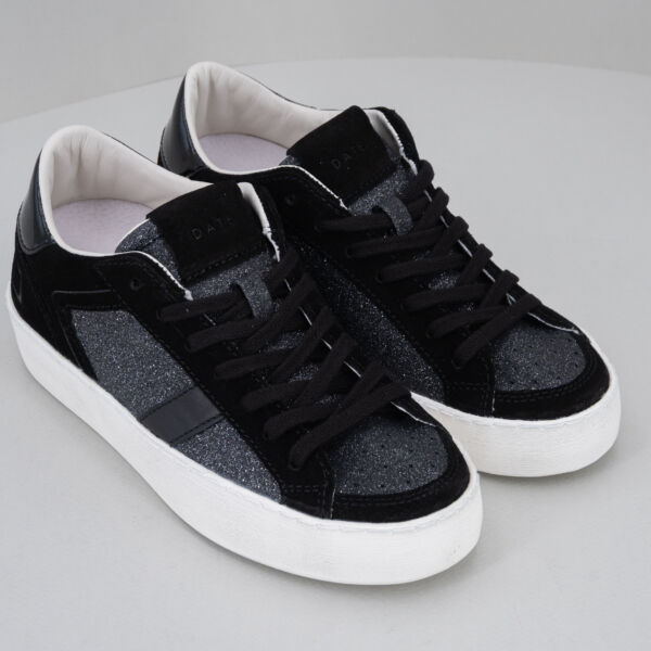 D.A.T.E. sneaker Pop Metal gun, scarpa sportiva donna grigio scuro con glitter in tono. Suola alta. Stefano Ascari spilamberto (mo)