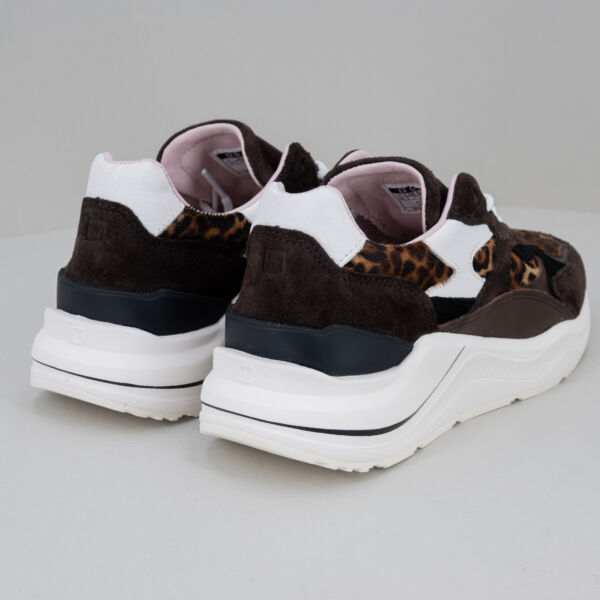 D.A.T.E. sneaker Fuga Pony leopard, in vera pelle marrone e cavallino, scarpa comoda molto fashion. Stefano Ascari spilamberto (mo)