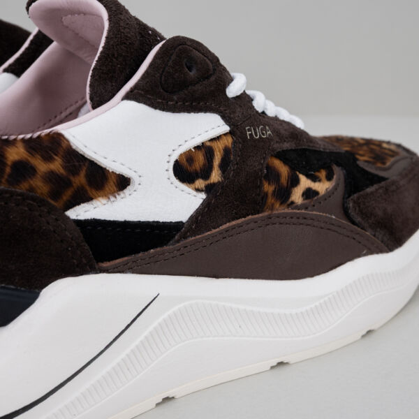 D.A.T.E. sneaker Fuga Pony leopard, in vera pelle marrone e cavallino, scarpa comoda molto fashion. Stefano Ascari spilamberto (mo)