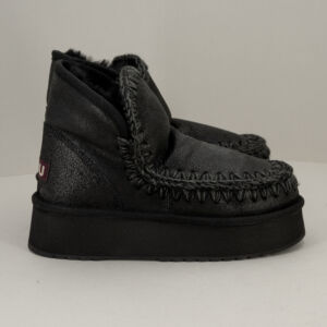 Mou mini Eskimo platform boot, in pelle di montone e lana con finiture in pelle. Stivale donna molto caldo e comodo. Stefano Ascari Spilamberto (Mo)