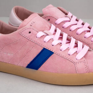 sneaker donna in suede rosa e dettagli bue