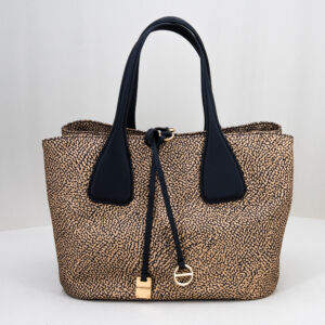borsa da donna in nylon e pelle stile shopper bag