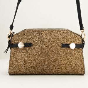 borsa donna tracolla colore marrone maculato e tracolla nera