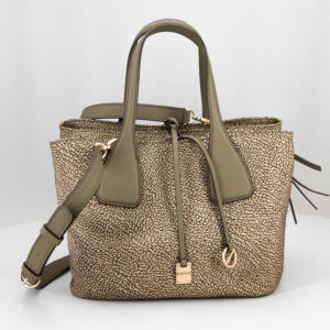 borsa da donna con manici e tracolla colore verde oliva