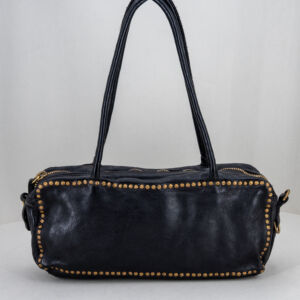 borsa bauletto da donna in vera pelle colore nero