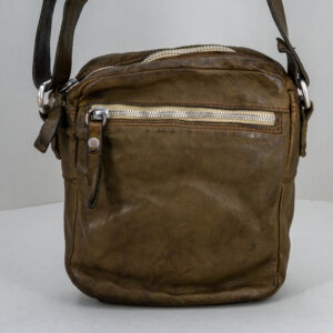 borsello unisex in pelle colore verde militare.