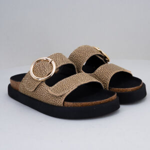 sandalo a ciabatta donna comodo ed elegante, in marrone maculato