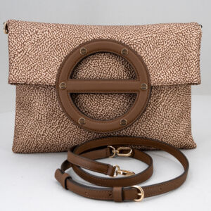 borsa donna piccola e piatta con tracolla colore marrone chiaro