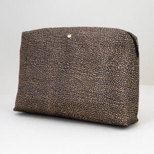 piccolo beauty case da viaggio per oggetti. In nylon leggero colore marrone maculato.