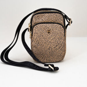 Mini bag donna porta telefono e documenti con tracolla. Colore marrone maculato