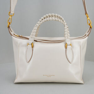 borsa da donna in vera pelle color bianco talco