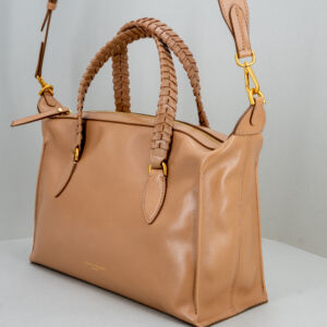 borsa da donna in vera pelle color marrone chiaro