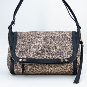borsa donna in nylon e pelle colore marrone e nero pratica, leggera e comoda.