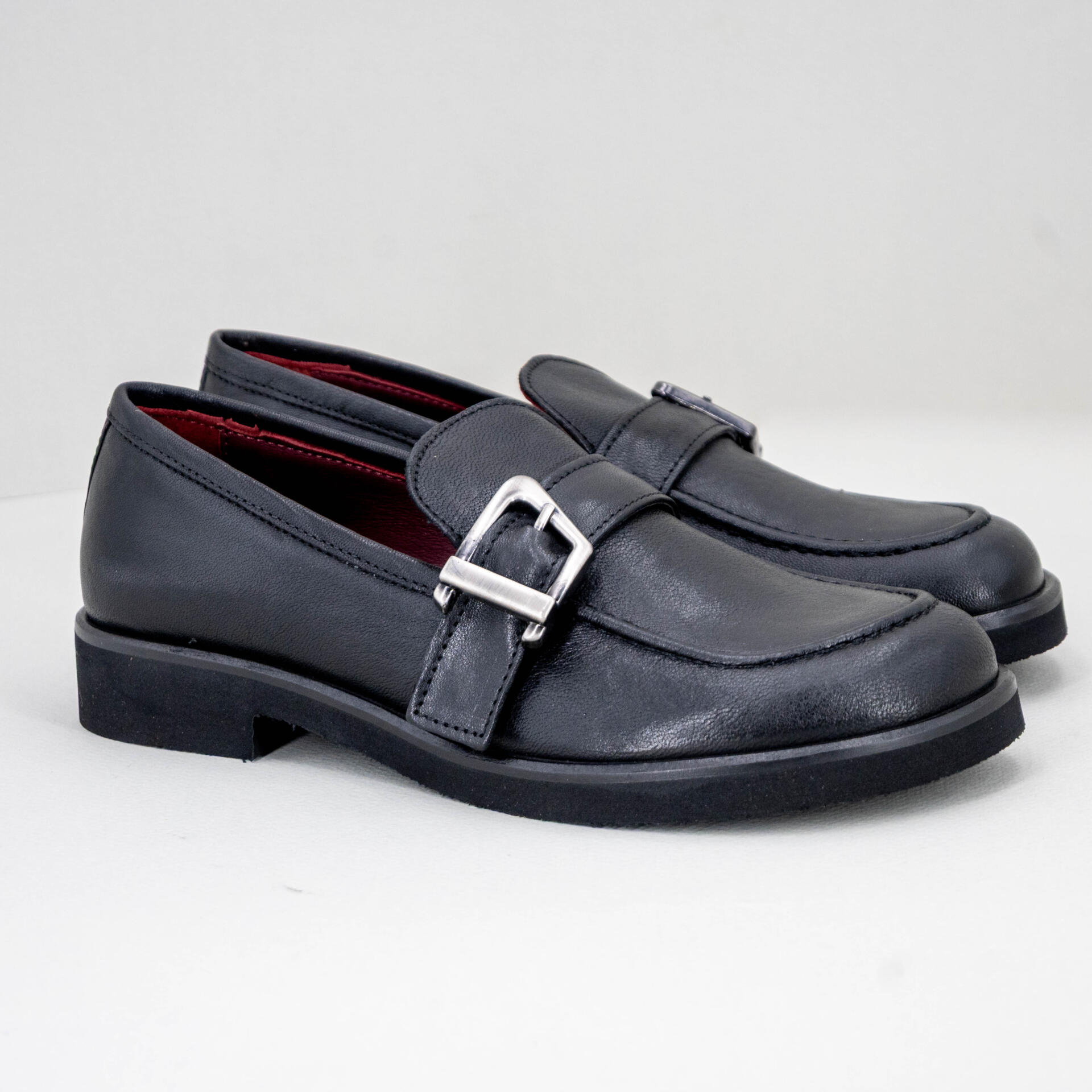 mocassino donna in pelle nero