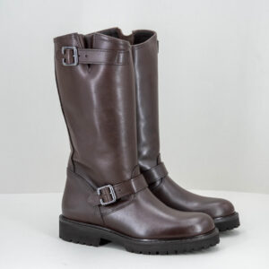 stivale donna pelle marrone biker