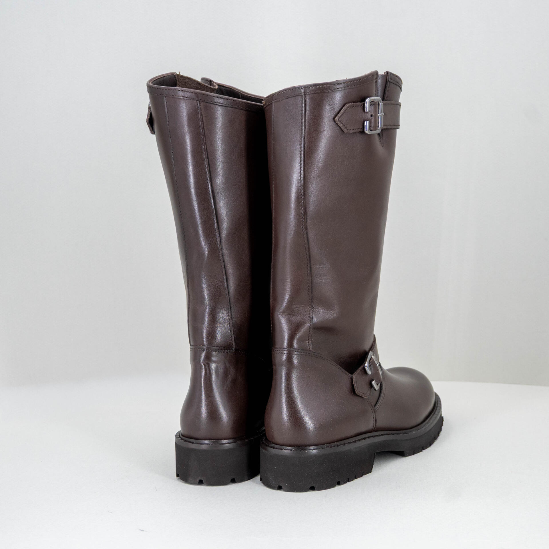 stivale donna pelle marrone biker