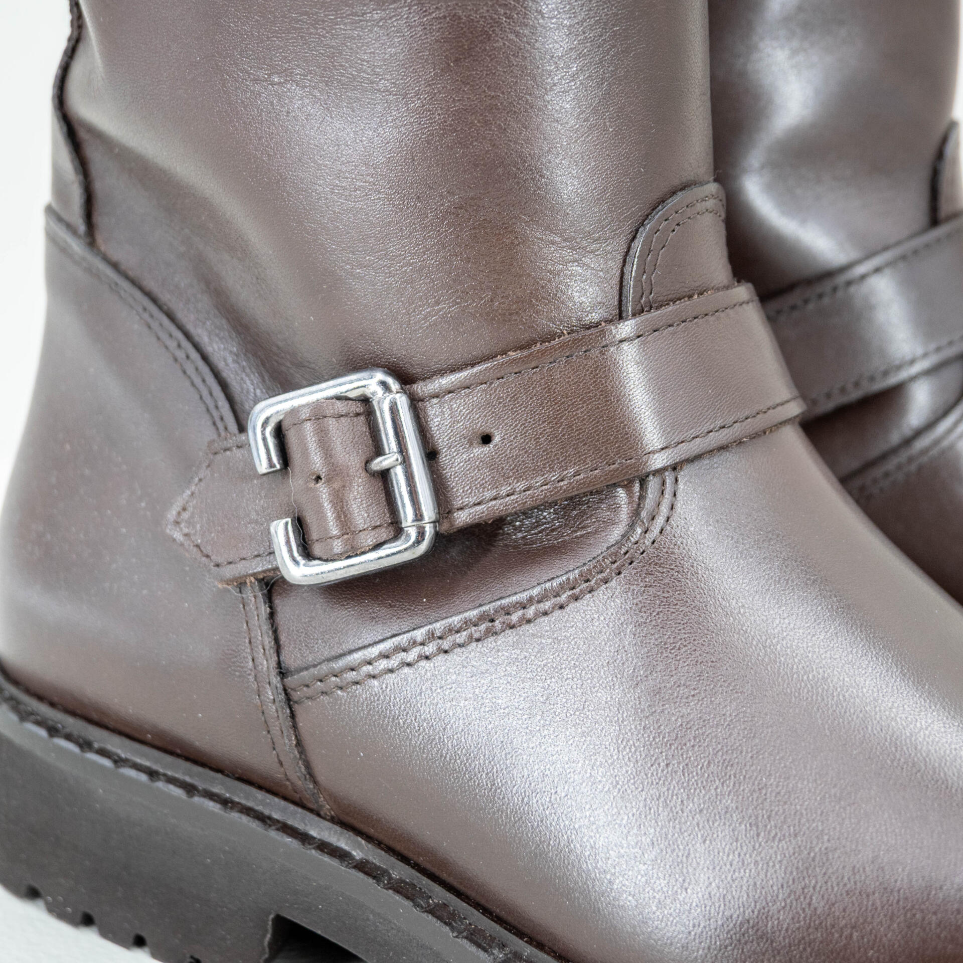 stivale donna pelle marrone biker