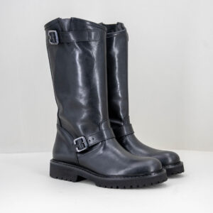 stivale donna pelle nero biker