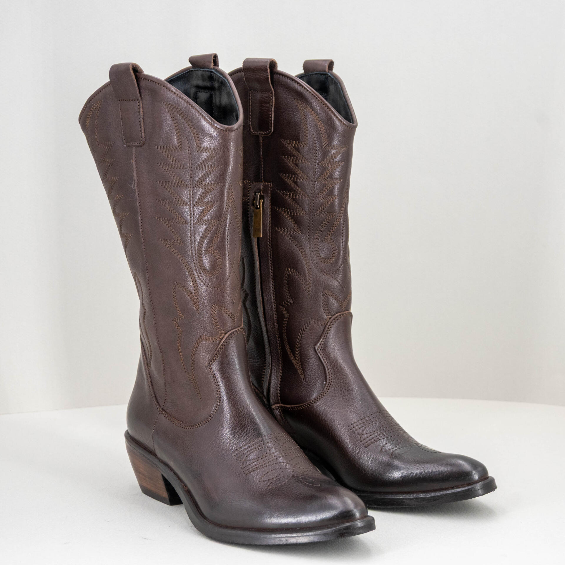 stivale texano donna pelle marrone