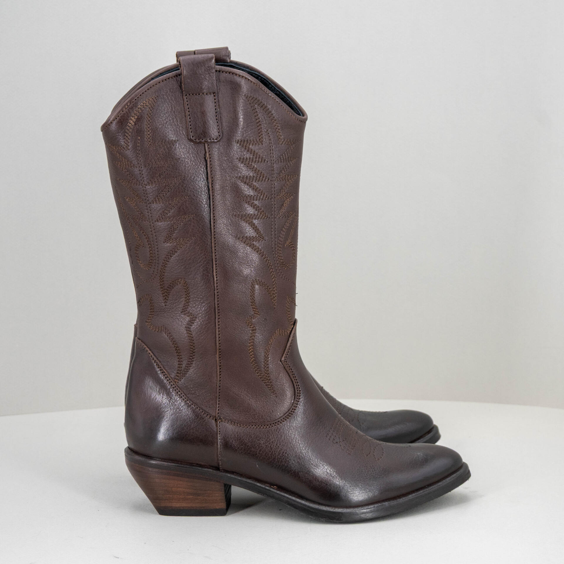 stivale texano donna pelle marrone
