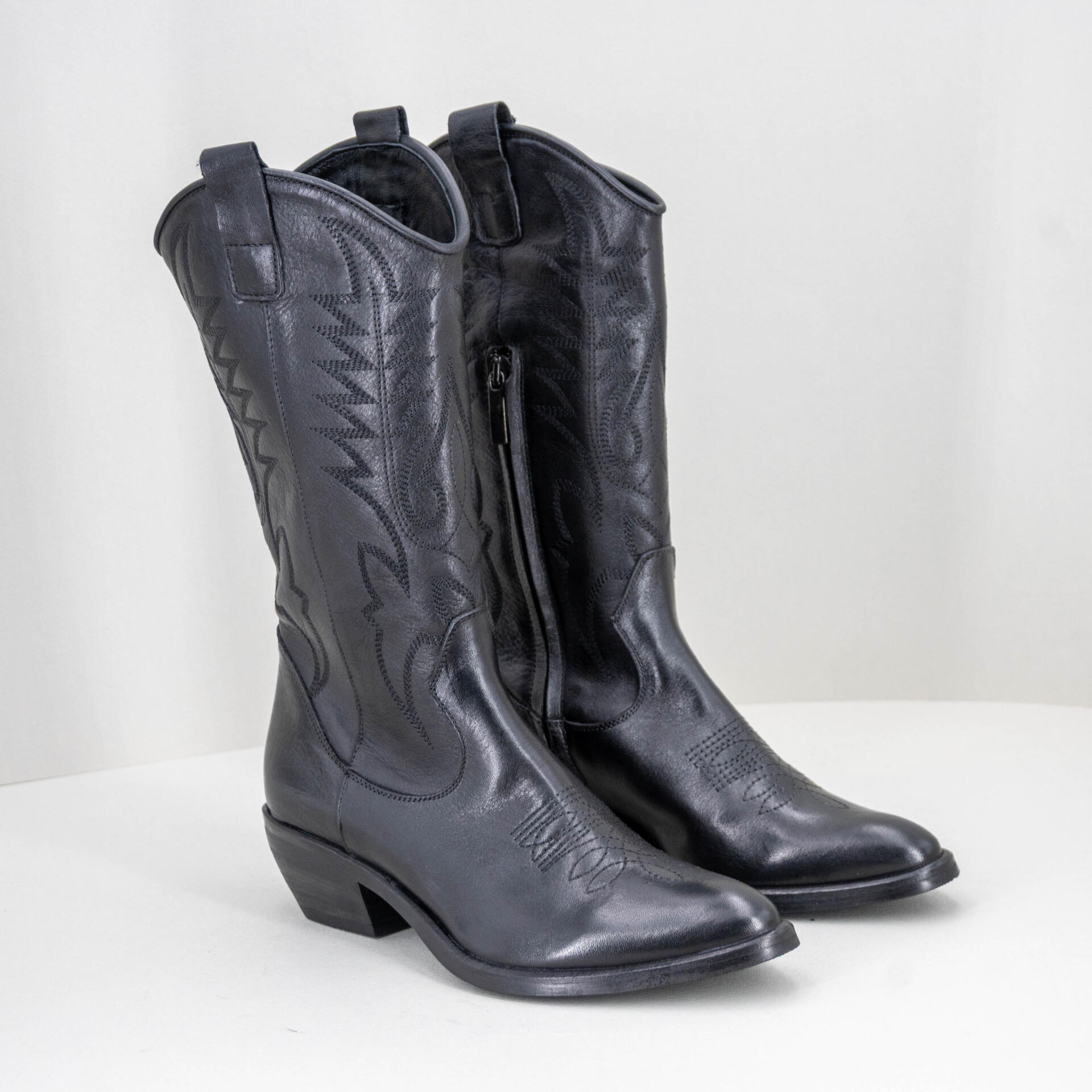 stivale texano donna pelle nero