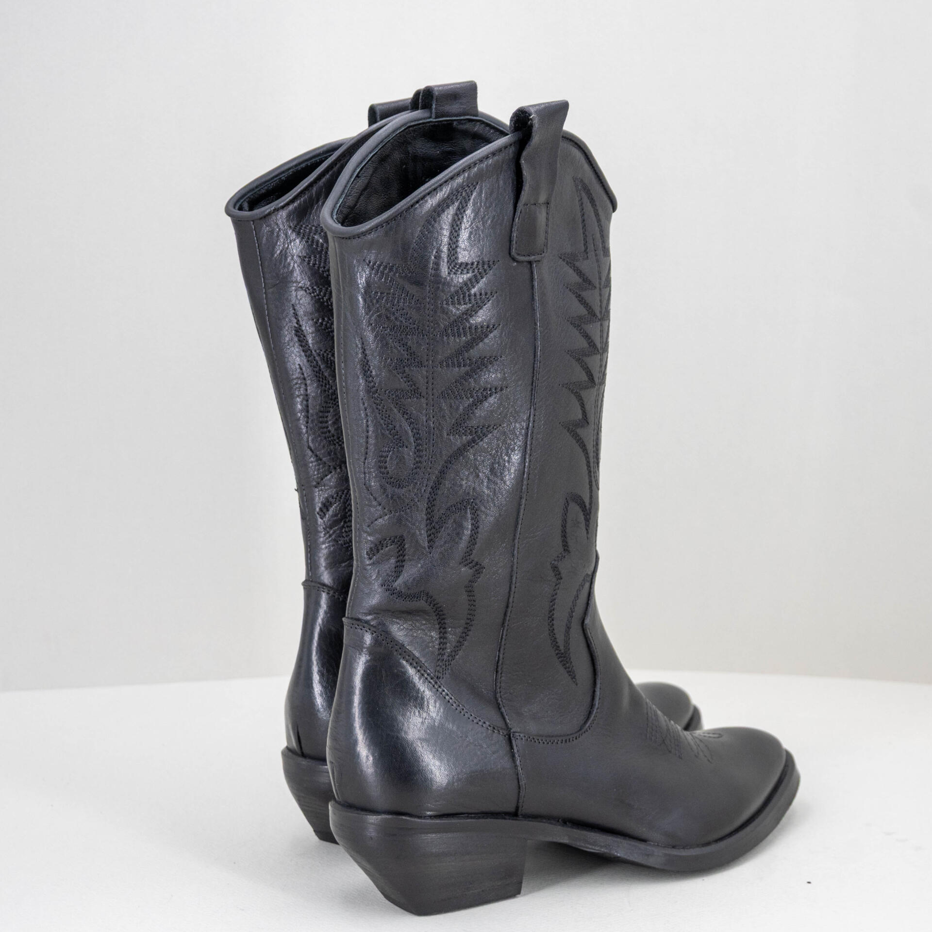 stivale texano donna pelle nero