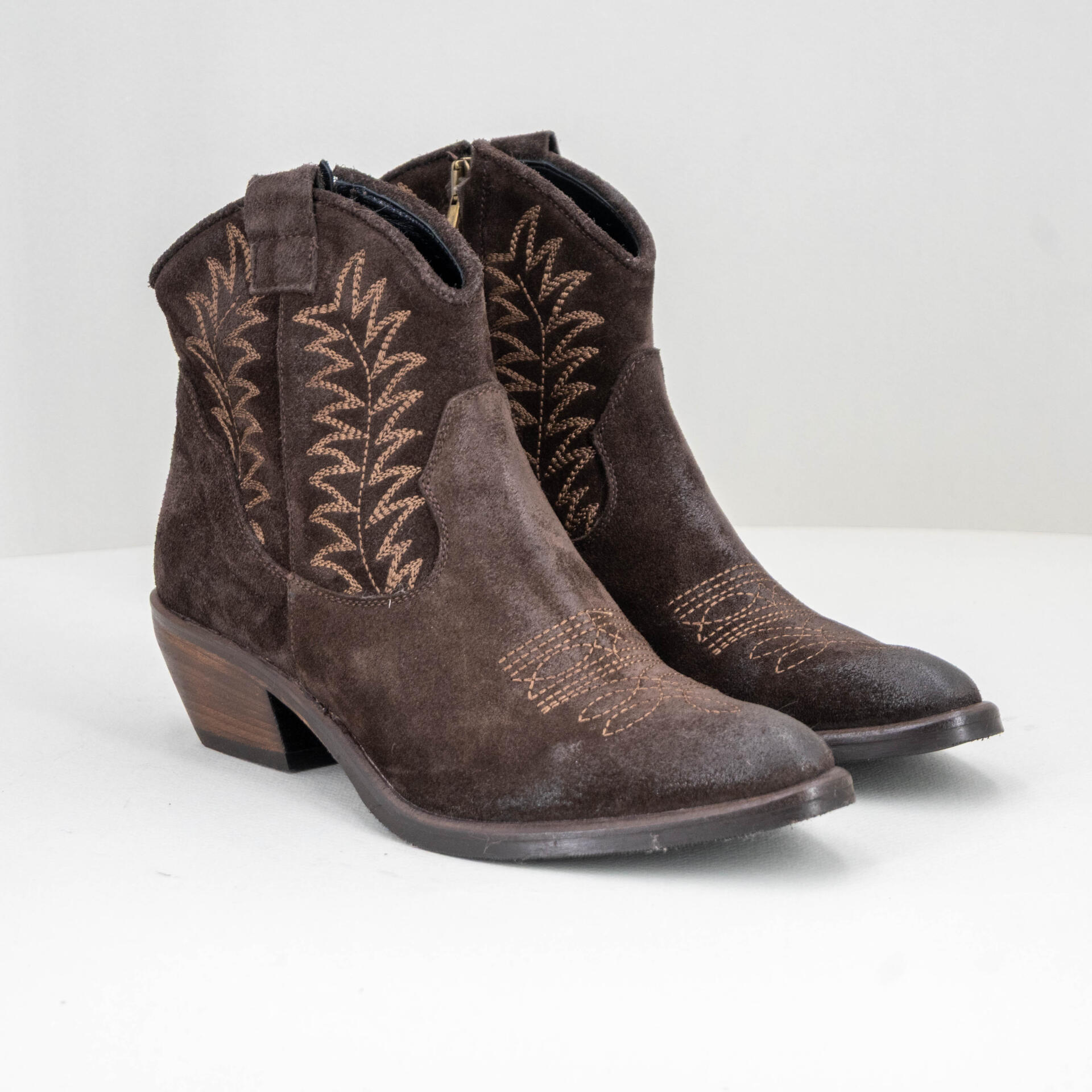stivale donna texano pelle marrone