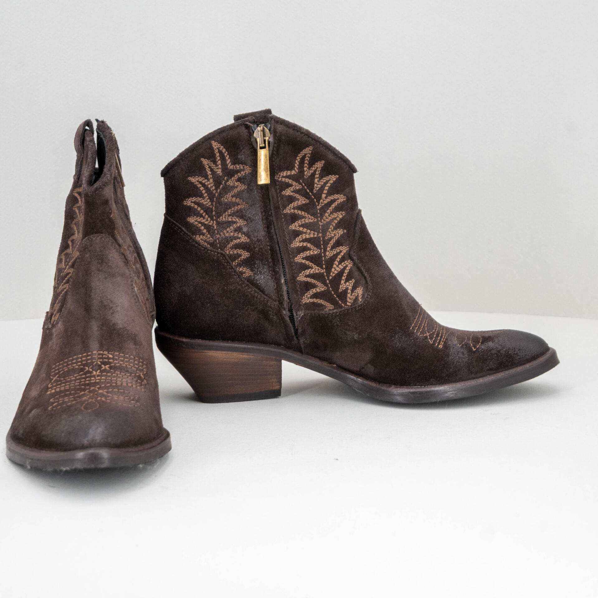 stivale donna texano pelle marrone