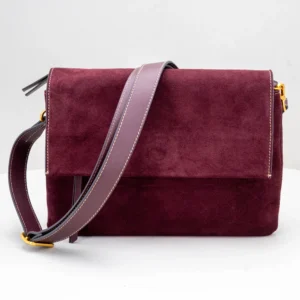 borsa tracolla in camoscio bordeaux