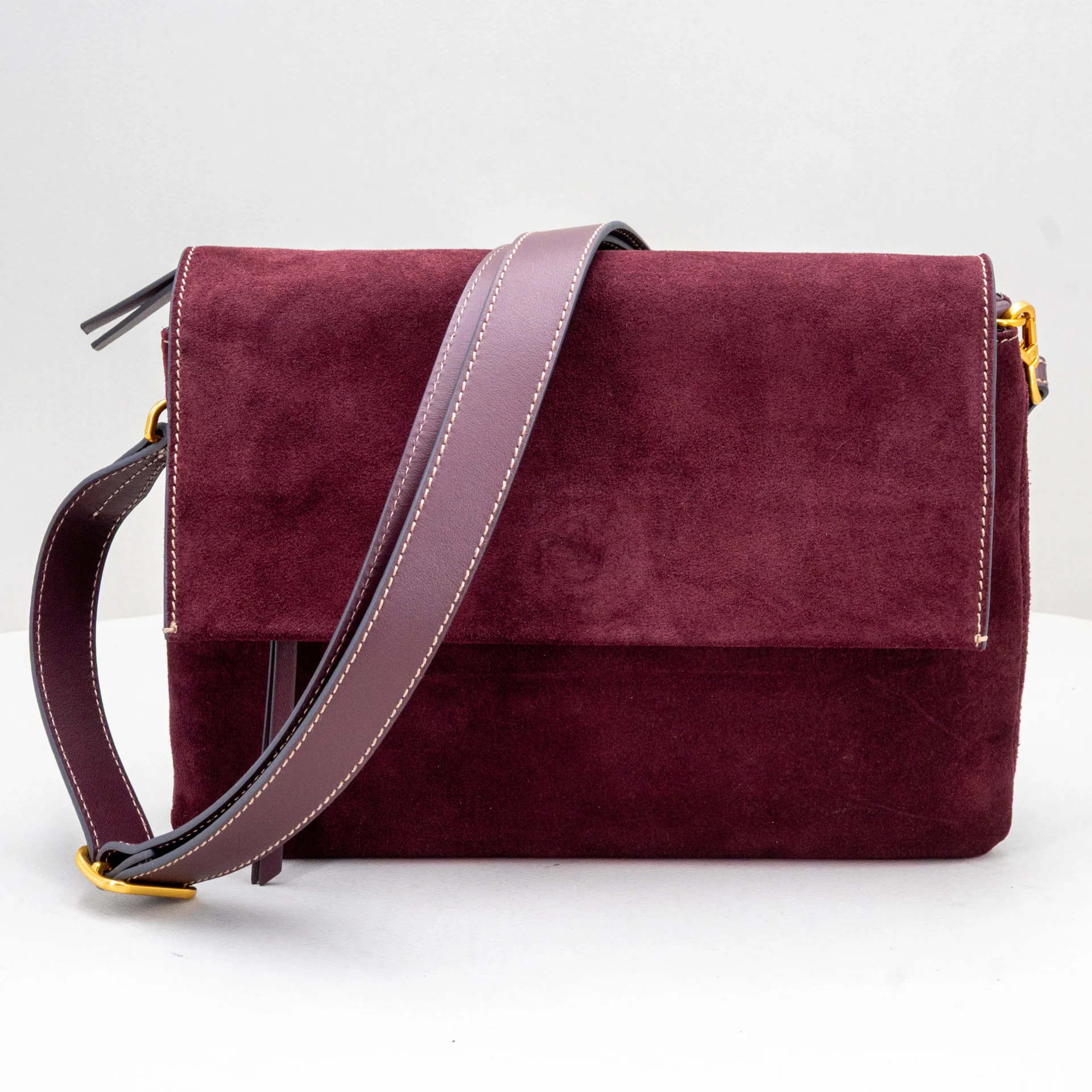 borsa tracolla in camoscio bordeaux